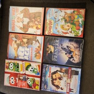 Lot of 6 Christmas Movies Dvd Scooby Doo Jingle All the Way Veggie Tales Prancer
